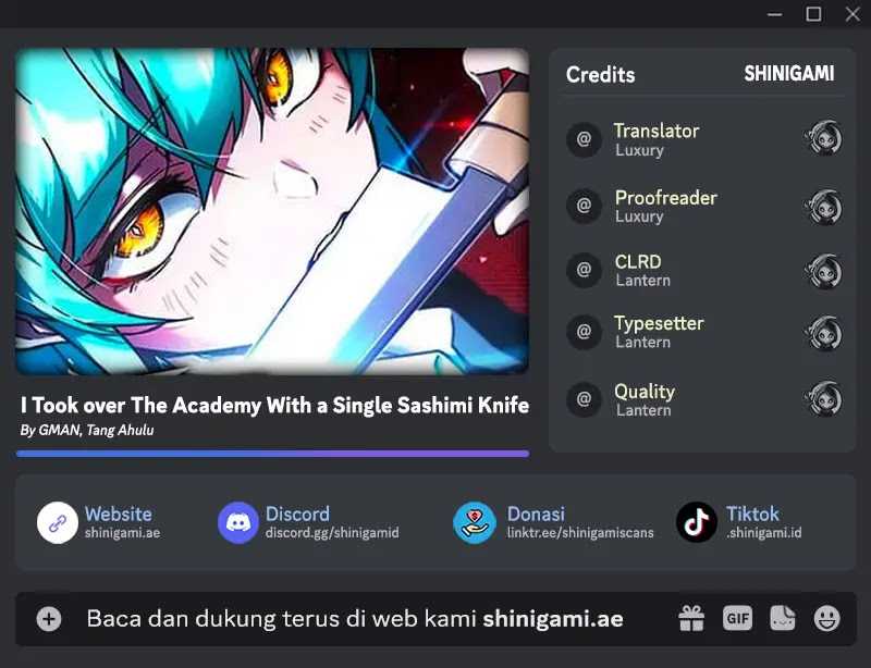 I Took over The Academy With a Single Sashimi Knife Chapter 12 bahasa Indonesia page 0