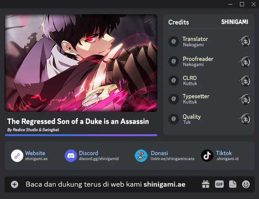 The Regressed Son Of A Duke Is An Assassin Chapter 51 bahasa Indonesia page 0